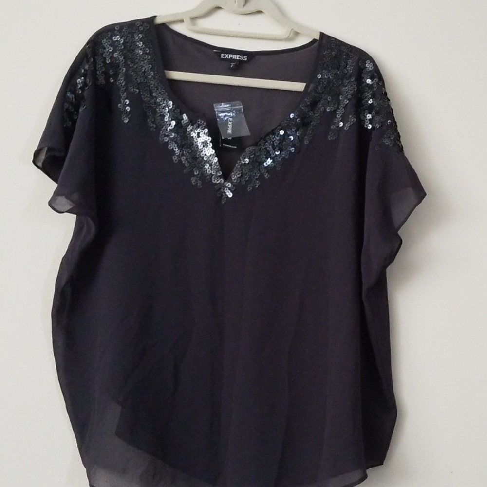 Express dolman sleeve sequin top, M